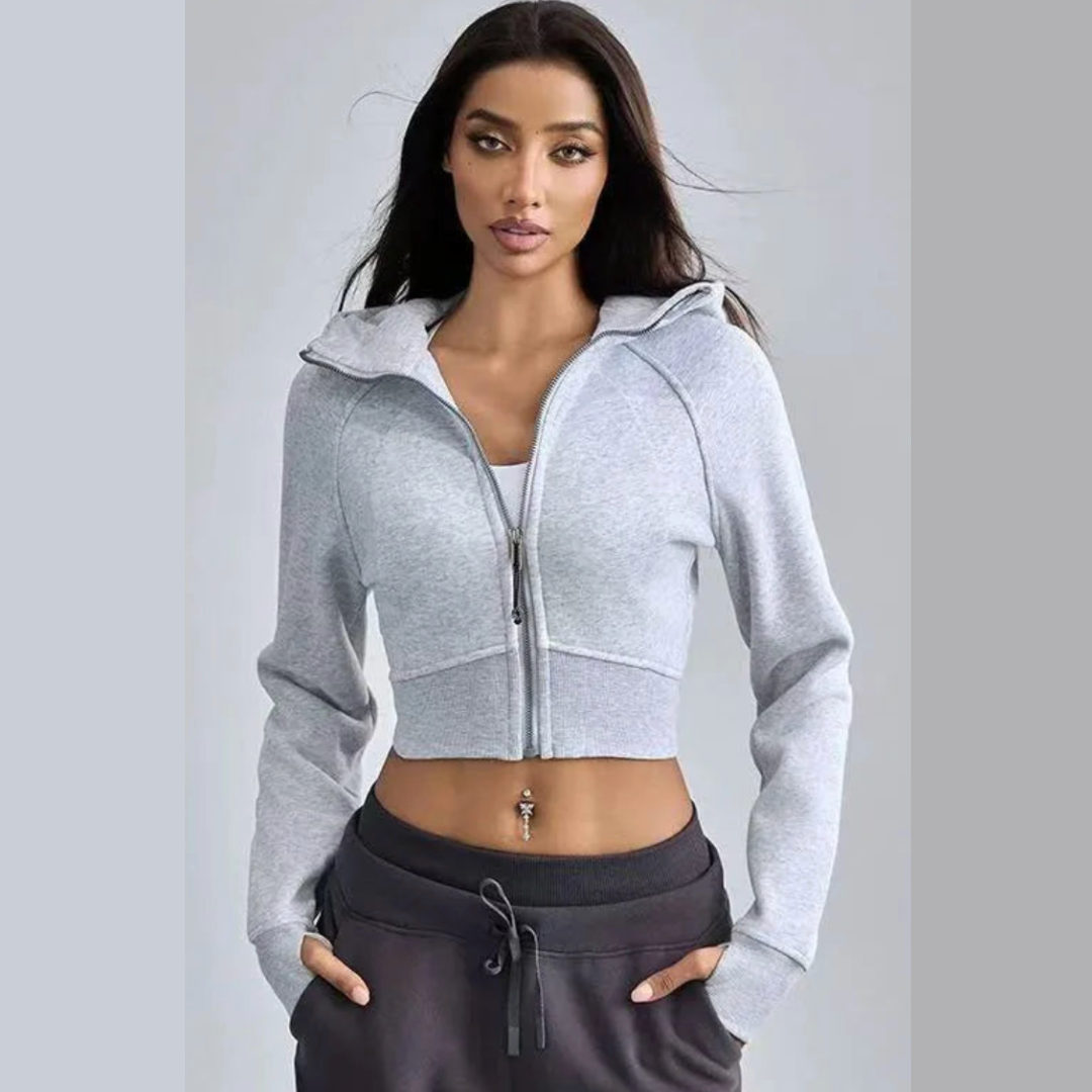 Kora Cropped Zip-up Hoodie