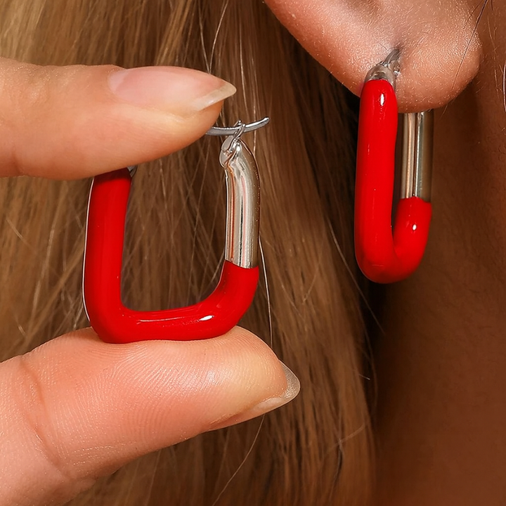 Ceravine Enamel Hoop Earrings