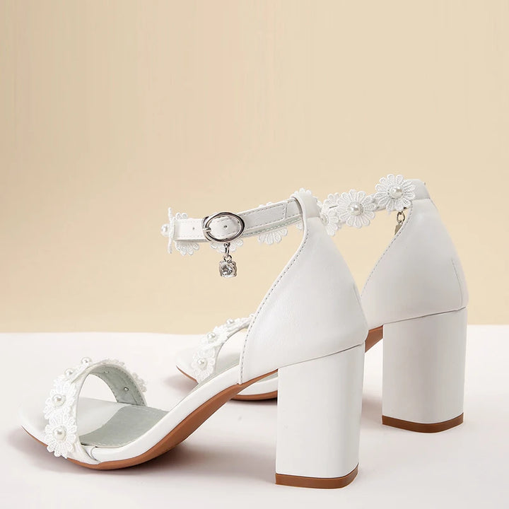 Fliora Pearlace Block Heels