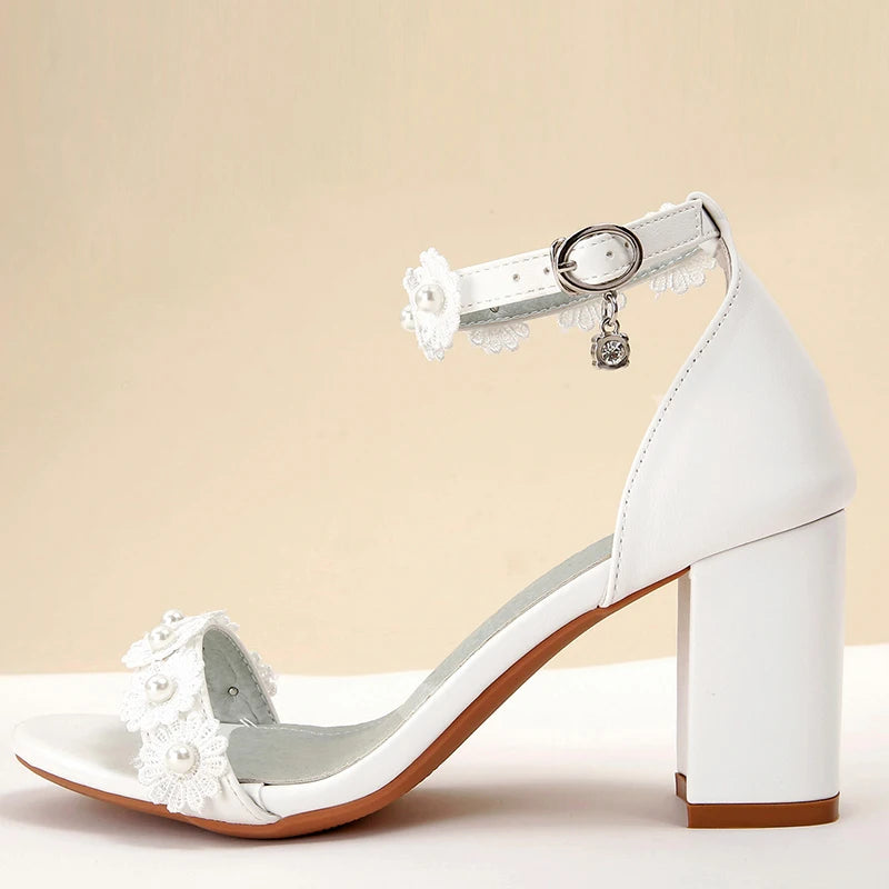 Fliora Pearlace Block Heels