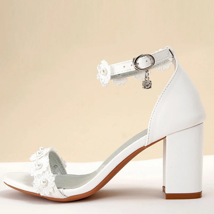 Fliora Pearlace Block Heels