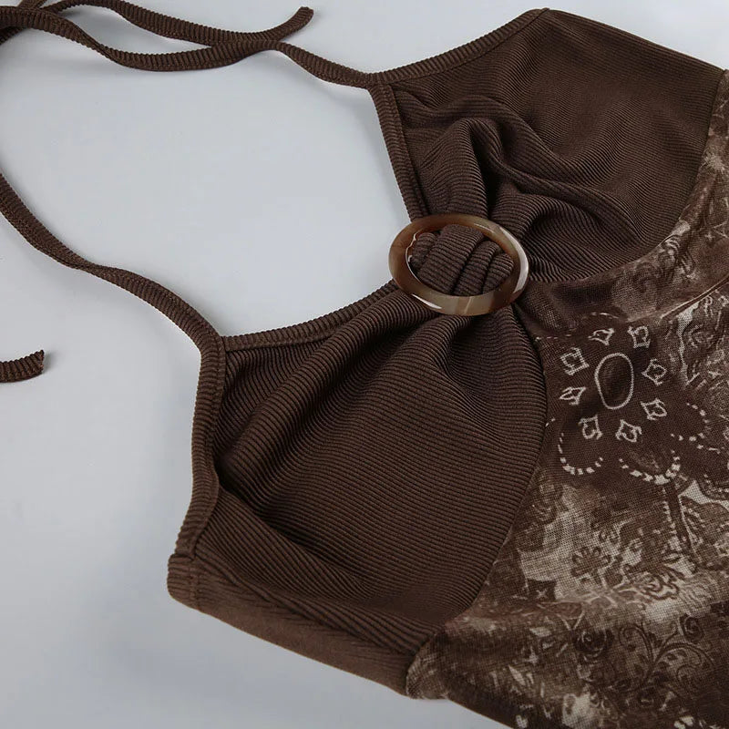 Forest Cast Mesh Halter Top