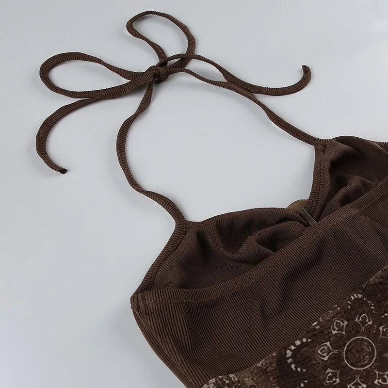 Forest Cast Mesh Halter Top