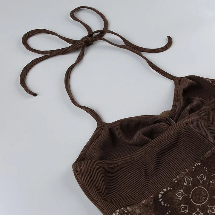 Forest Cast Mesh Halter Top