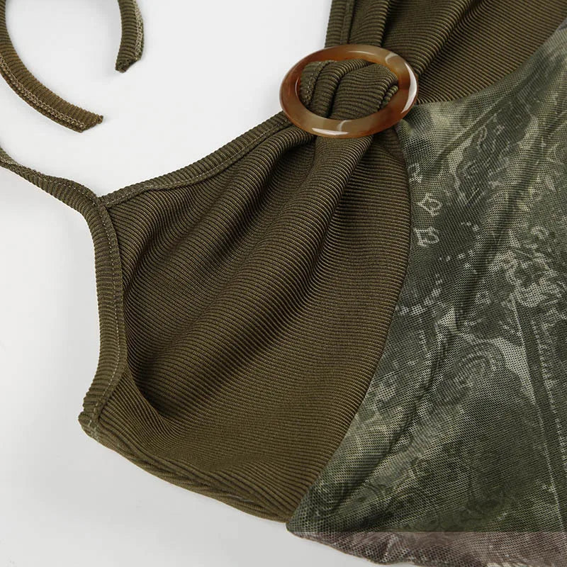 Forest Cast Mesh Halter Top