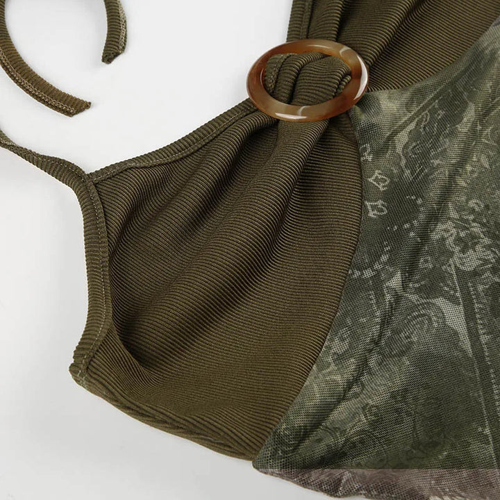 Forest Cast Mesh Halter Top