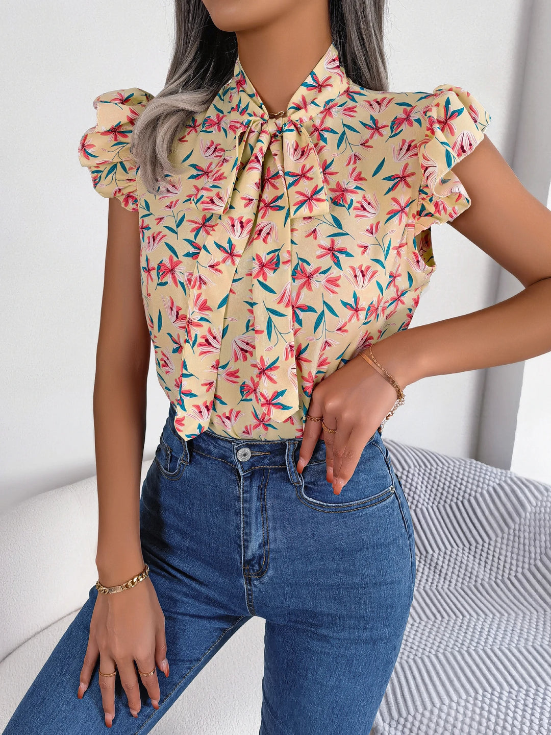 Luniva Ruffle Chiffon Blouse