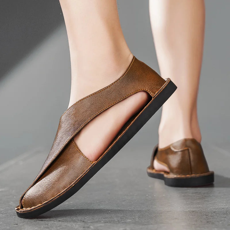 Outland Calfskin Crossover Sandal