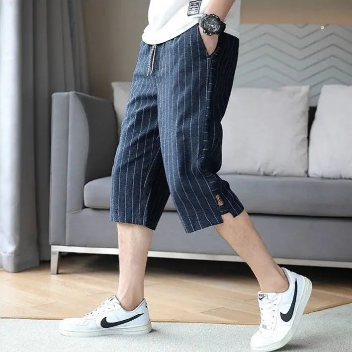 Pinstripe Cotton Shorts