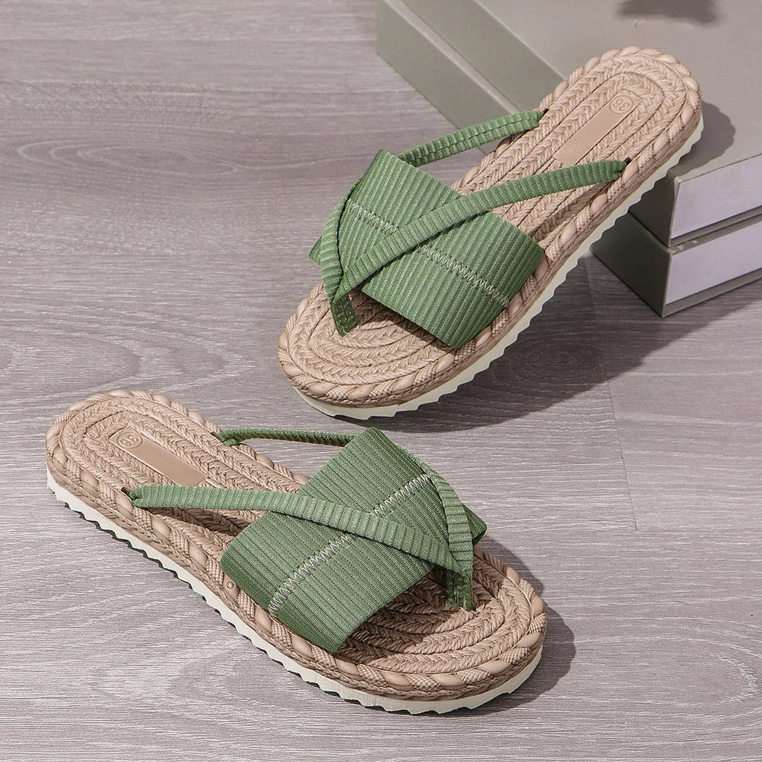 June Linen Braided  Sandals