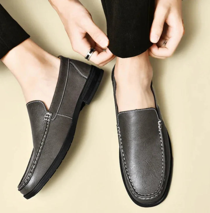 Carver Embossed Leather Loafers