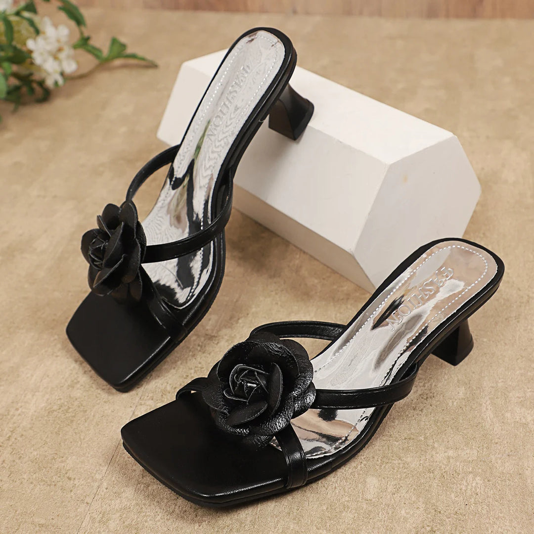 Zarela Satin Flower Heels