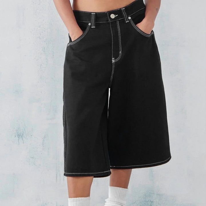 Pulse Drift Wide-Leg Denim Shorts
