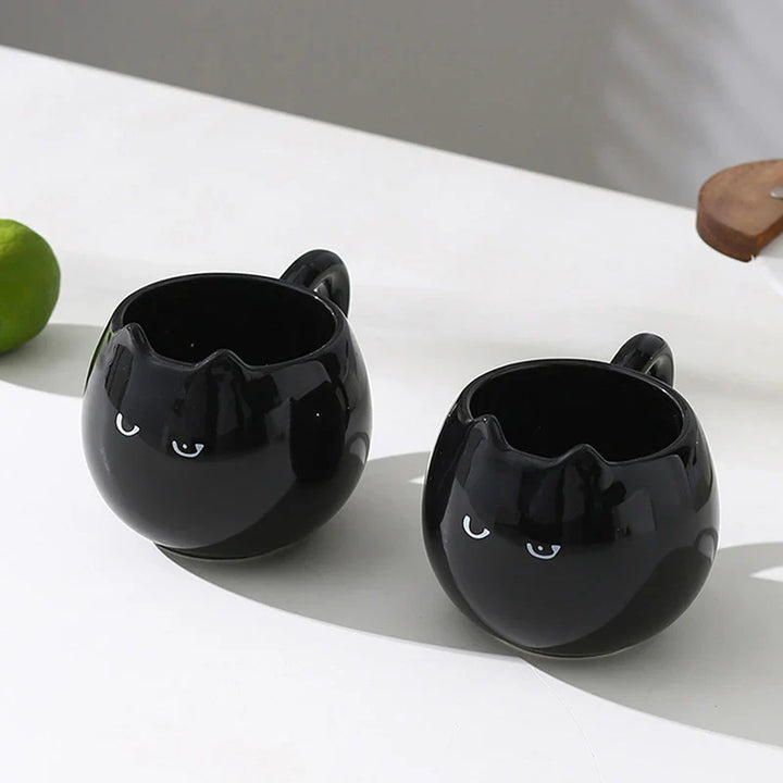 Midnight Cat Glazed Ceramic Mug