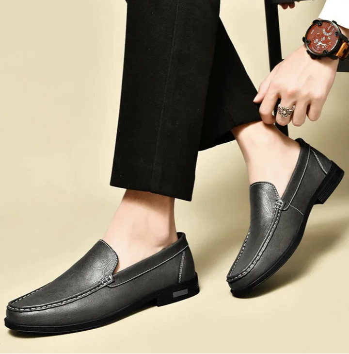 Carver Embossed Leather Loafers