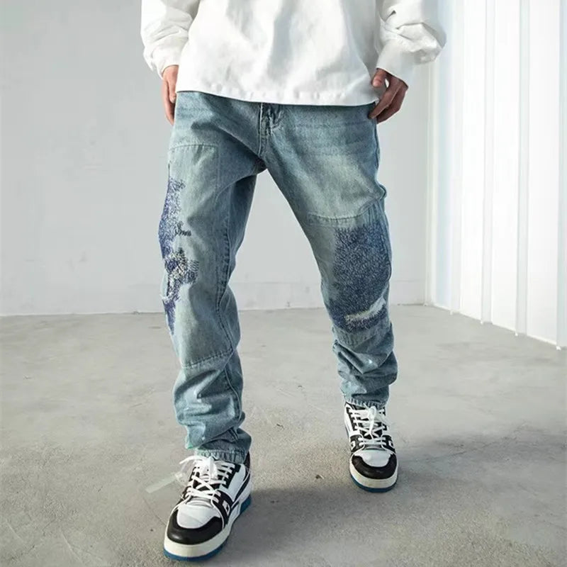 Stone Crest Embroidery Denim Jeans