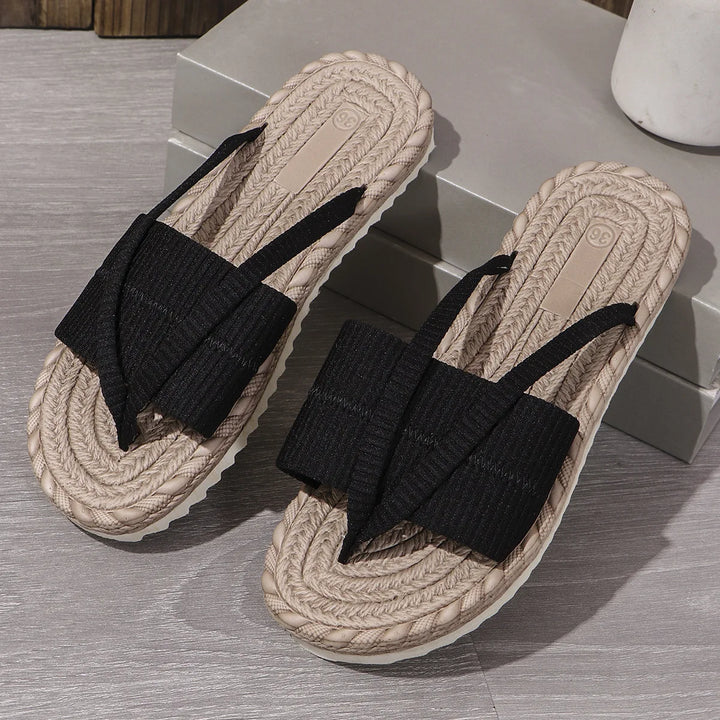 June Linen Braided  Sandals