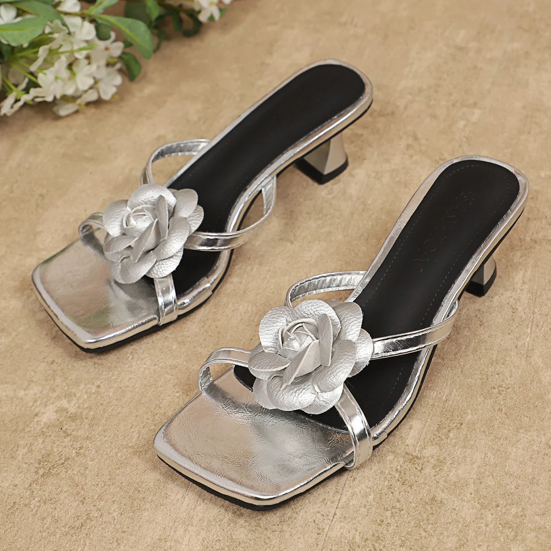 Zarela Satin Flower Heels