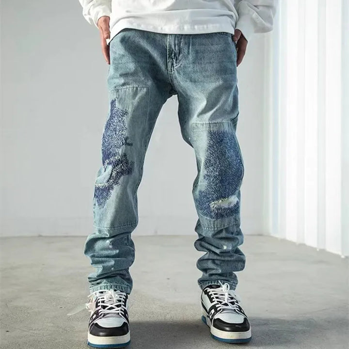 Stone Crest Embroidery Denim Jeans