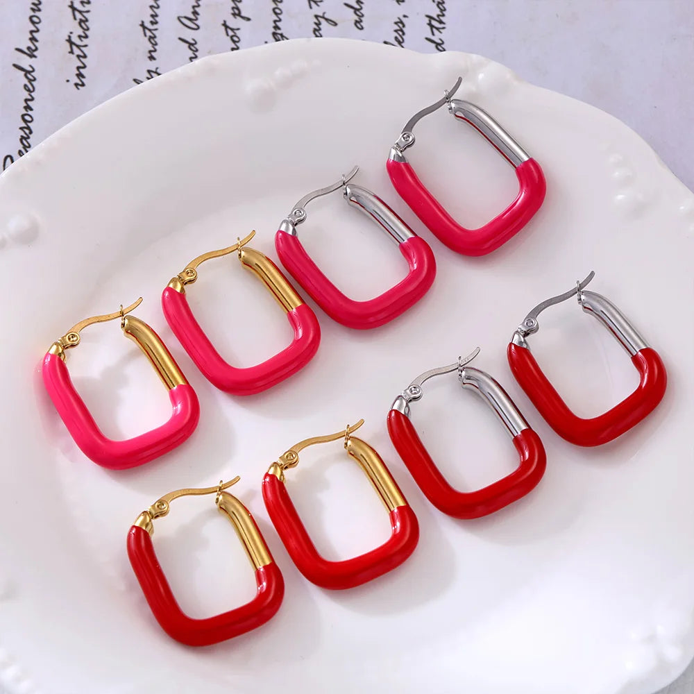 Ceravine Enamel Hoop Earrings