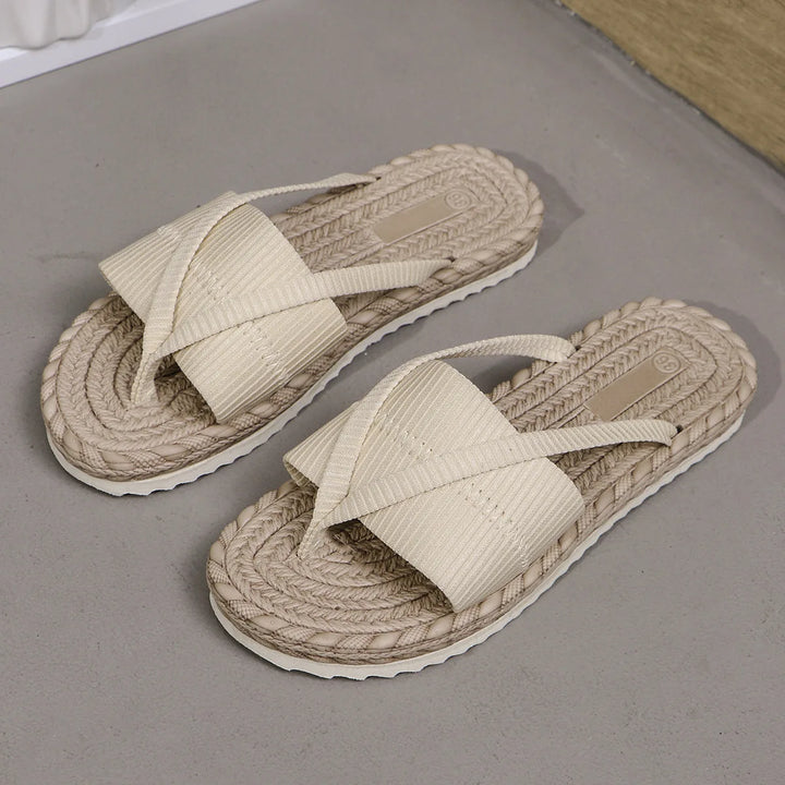 June Linen Braided  Sandals