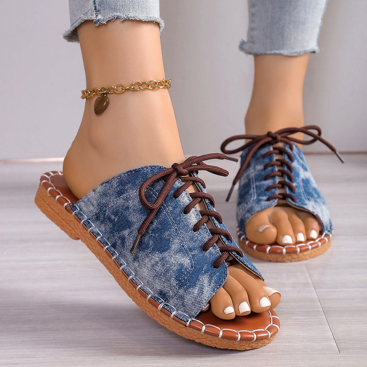 Prairie Fringe Denim Slippers