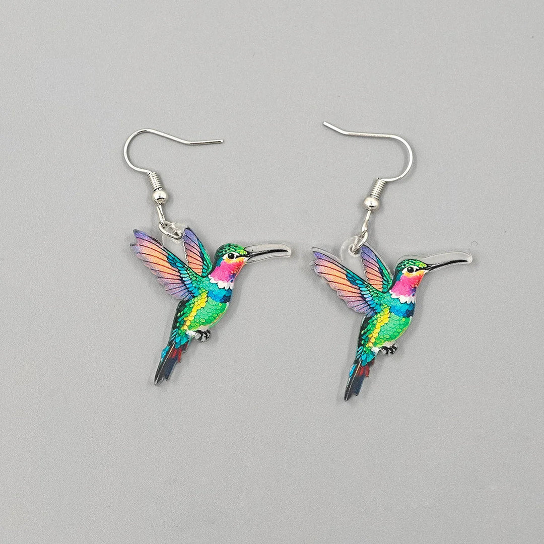 Stained Glass Hummingbird Earrings