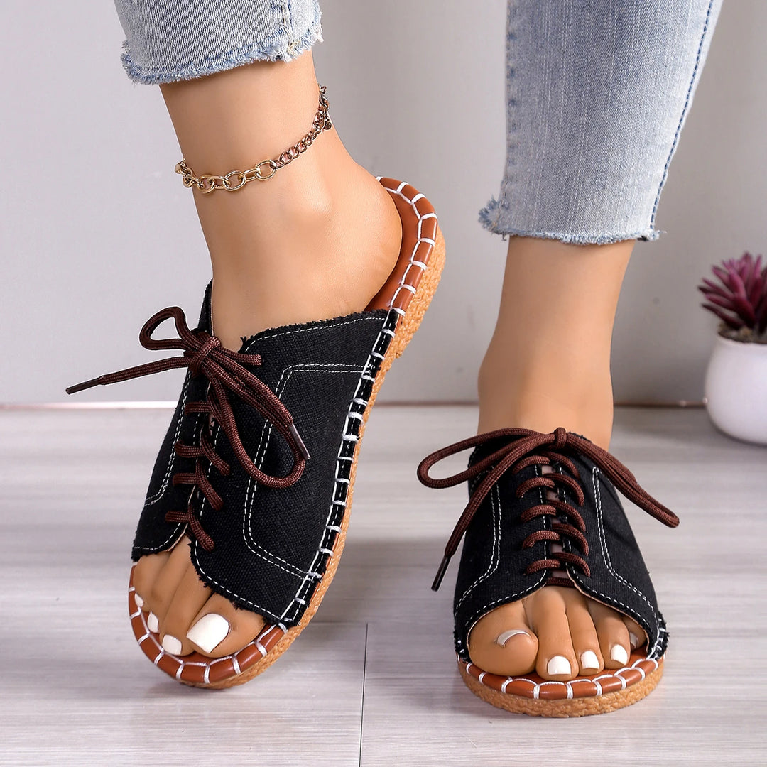 Prairie Fringe Denim Slippers