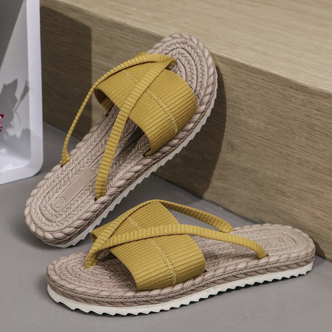 June Linen Braided  Sandals