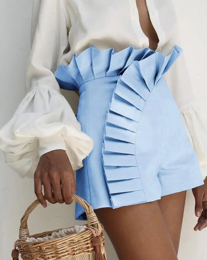 Aria Pleated High-Waist Shorts