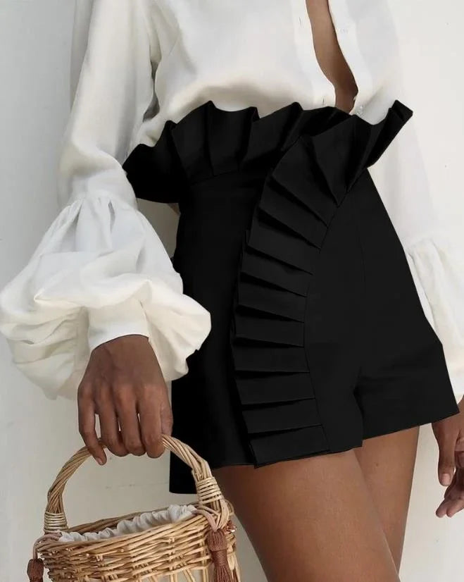 Aria Pleated High-Waist Shorts