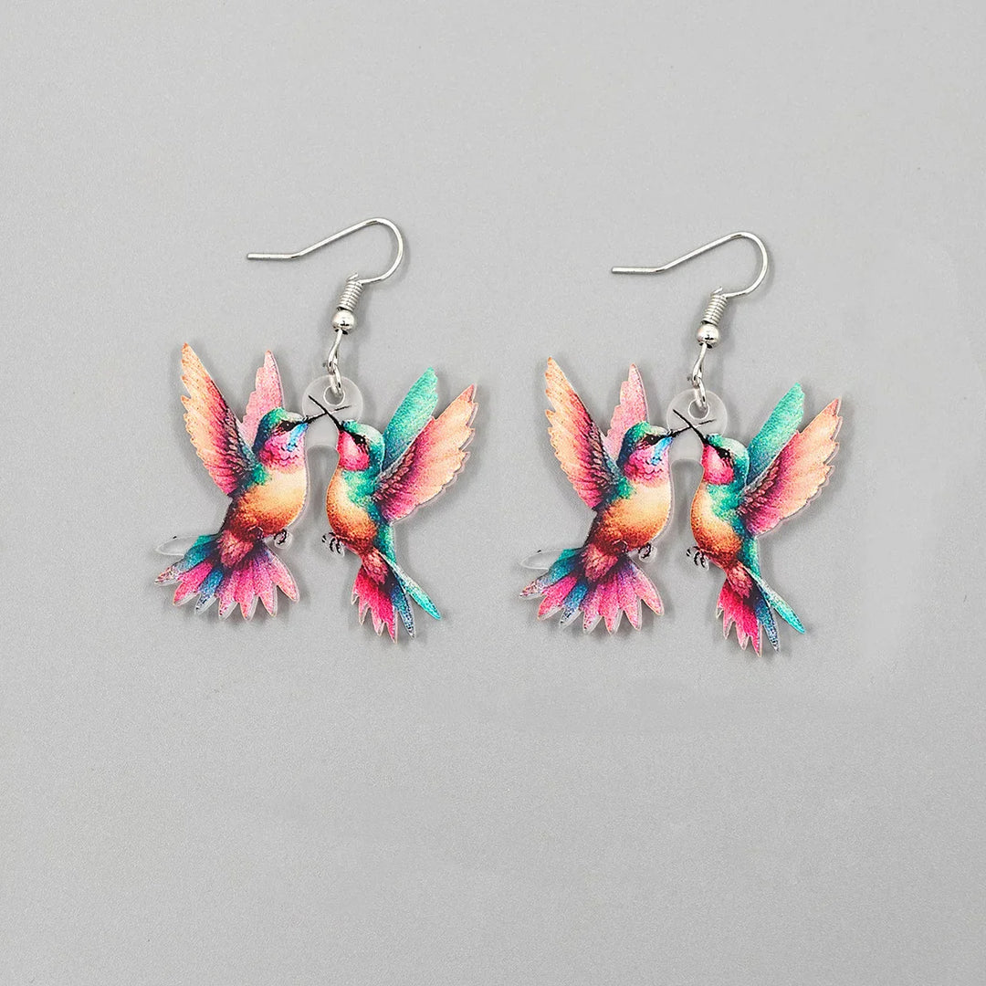 Stained Glass Hummingbird Earrings