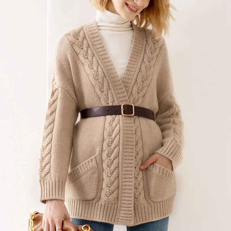 Sandra Eve Cable-Knit Cardigan