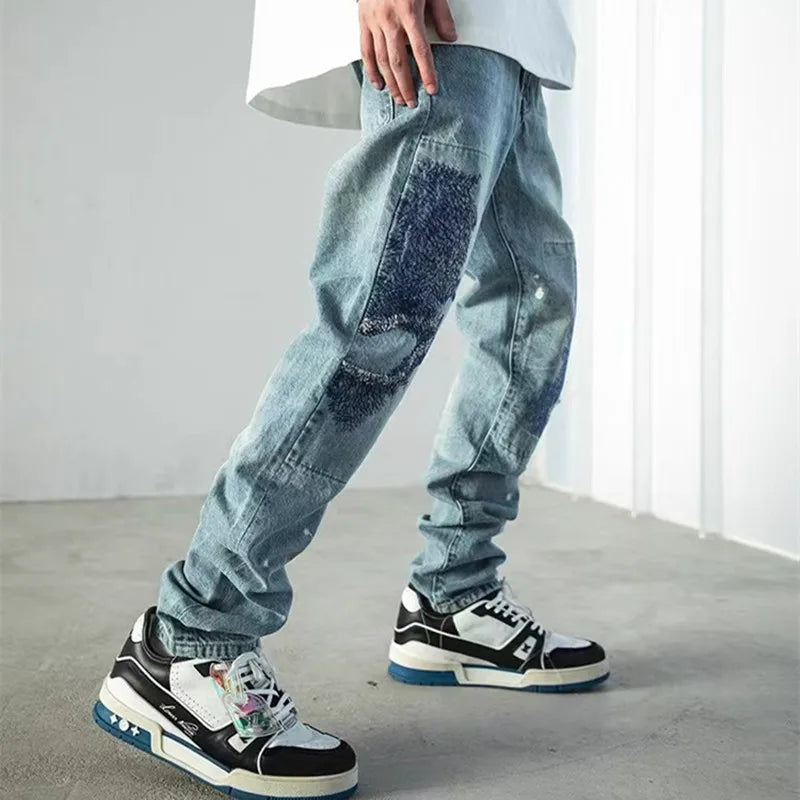 Stone Crest Embroidery Denim Jeans