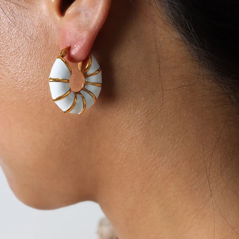 Marinline Enamel Hoop Earrings