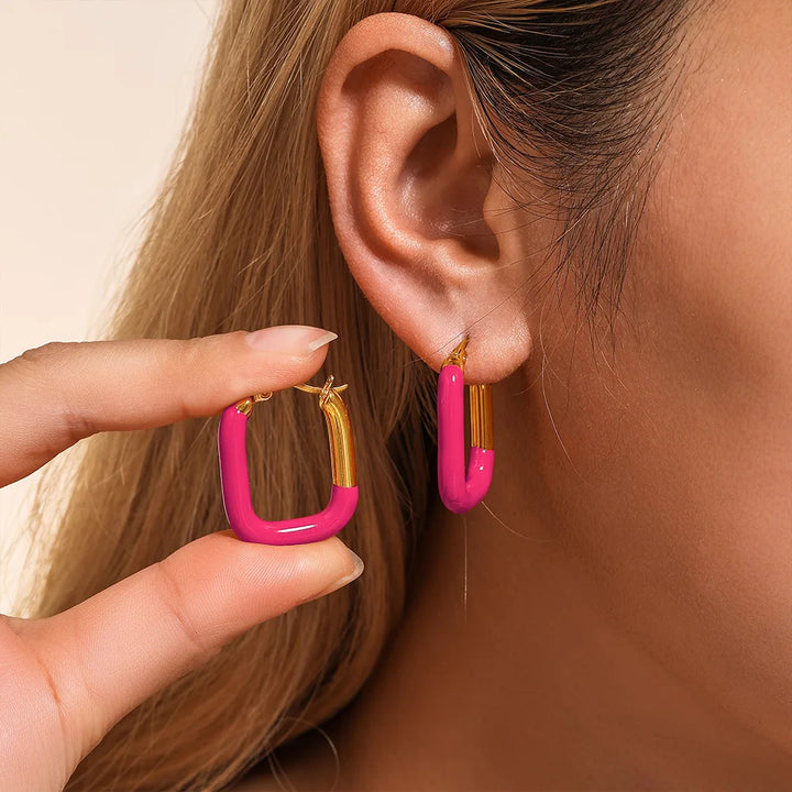 Ceravine Enamel Hoop Earrings