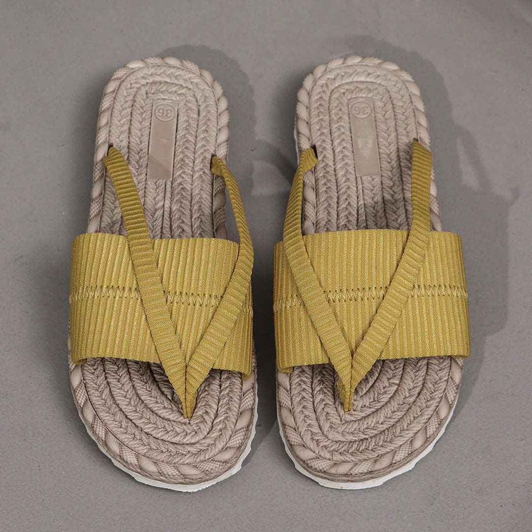 June Linen Braided  Sandals