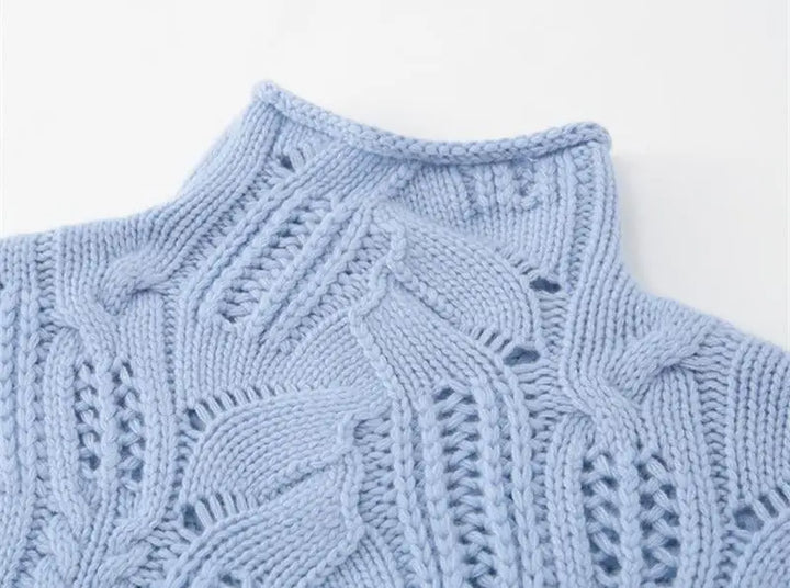Hearthmere Hollow-Twist Wool Turtleneck