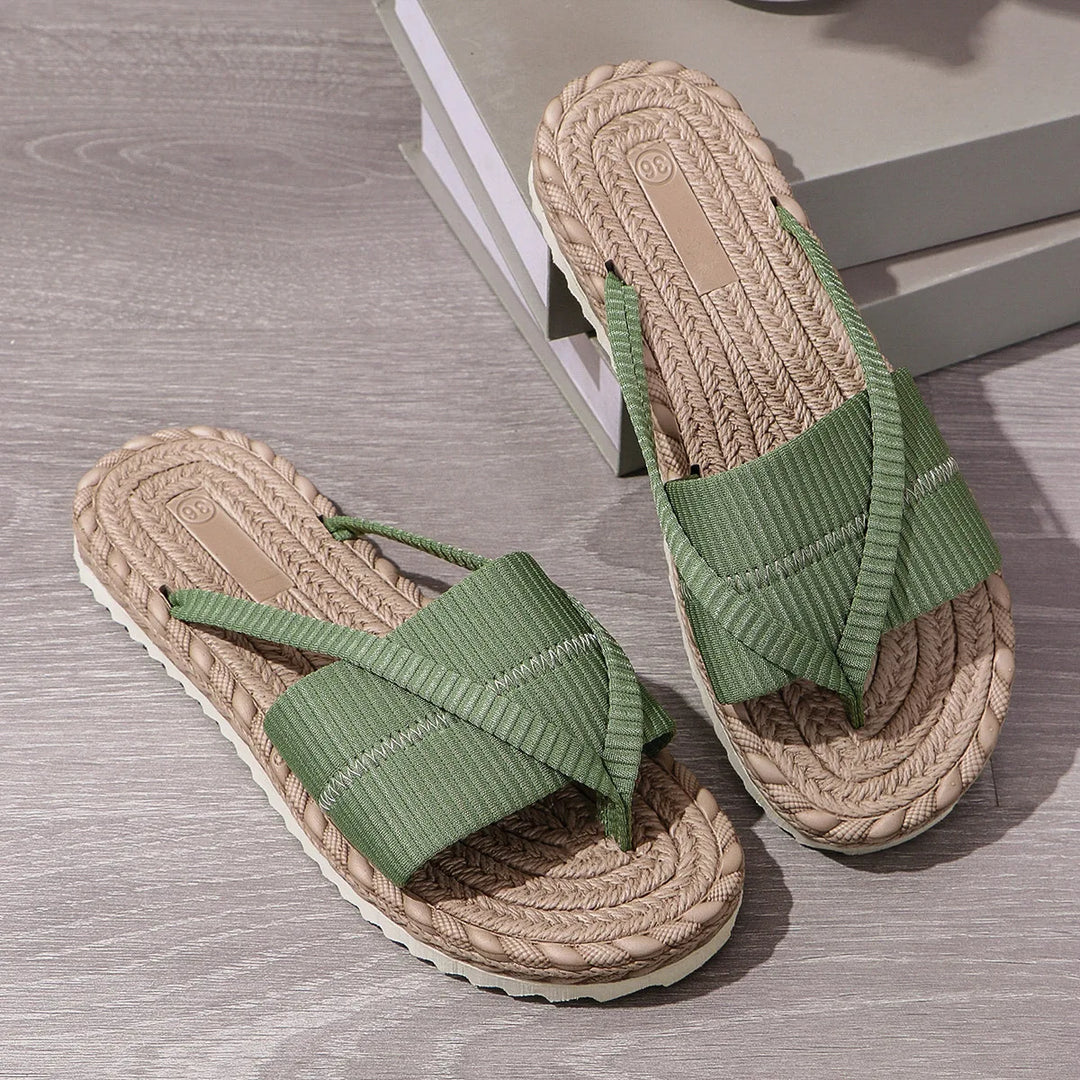 June Linen Braided  Sandals