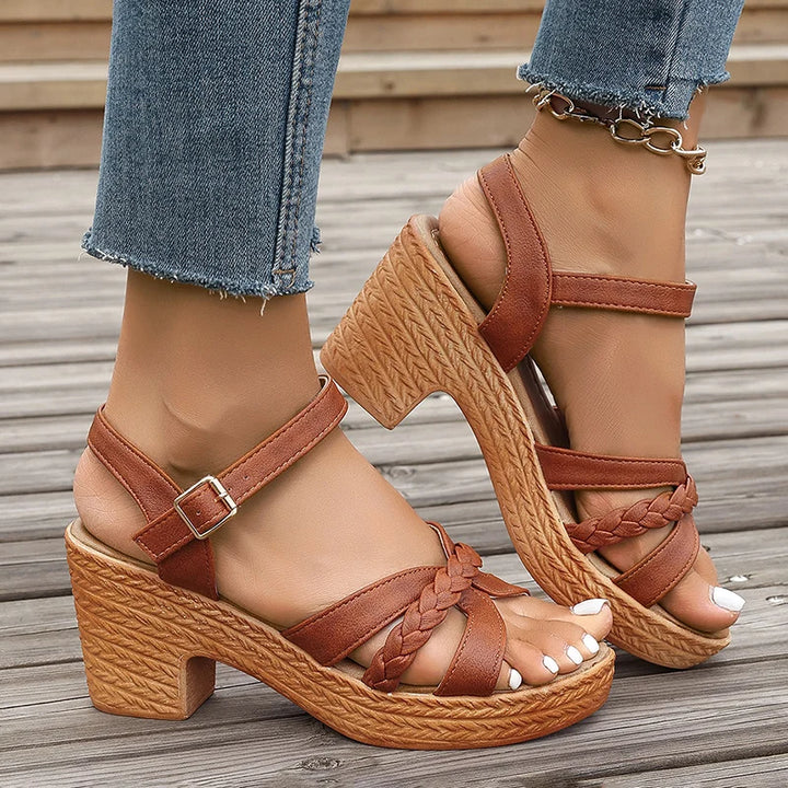 Solana Slingback Braided Block Heels