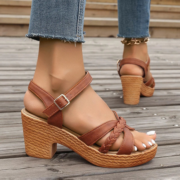 Solana Slingback Braided Block Heels