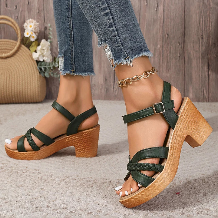 Solana Slingback Braided Block Heels
