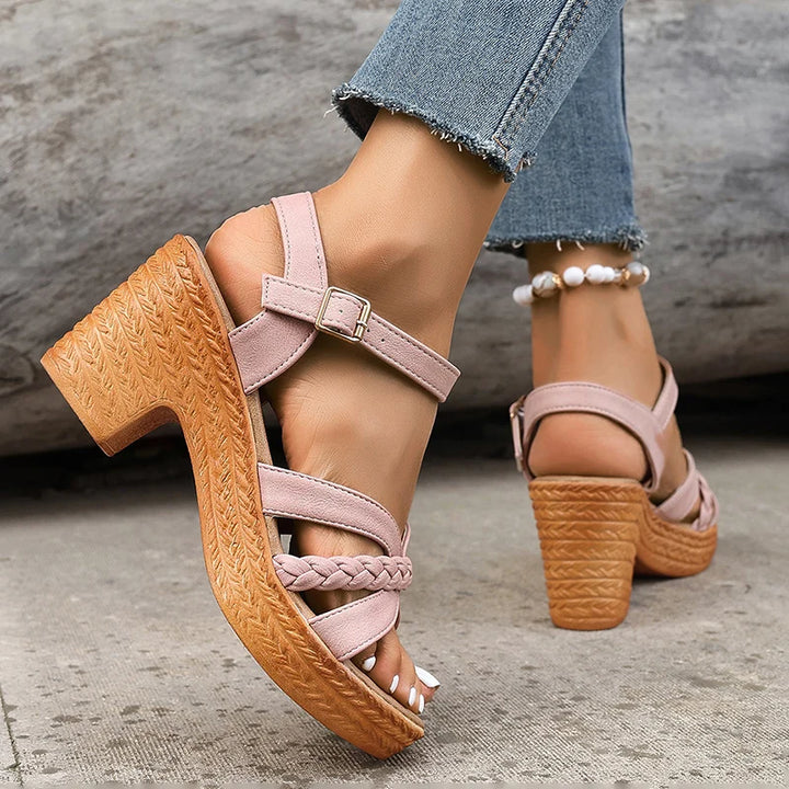 Solana Slingback Braided Block Heels