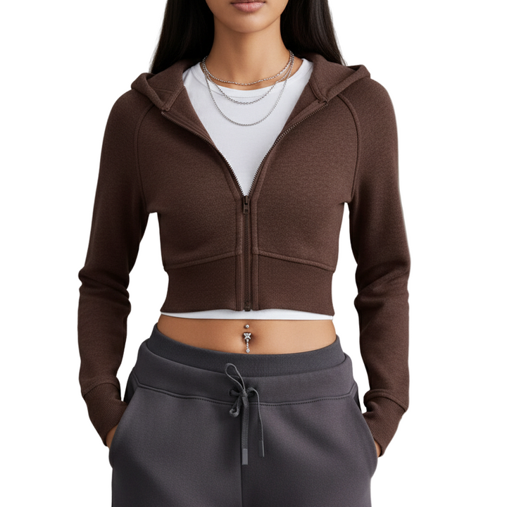 Kora Cropped Zip-up Hoodie